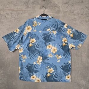Jamaica Jaxx Hawaiian Shirt Mens 2XL Blue 100% Silk‎ Camp loop Collar floral